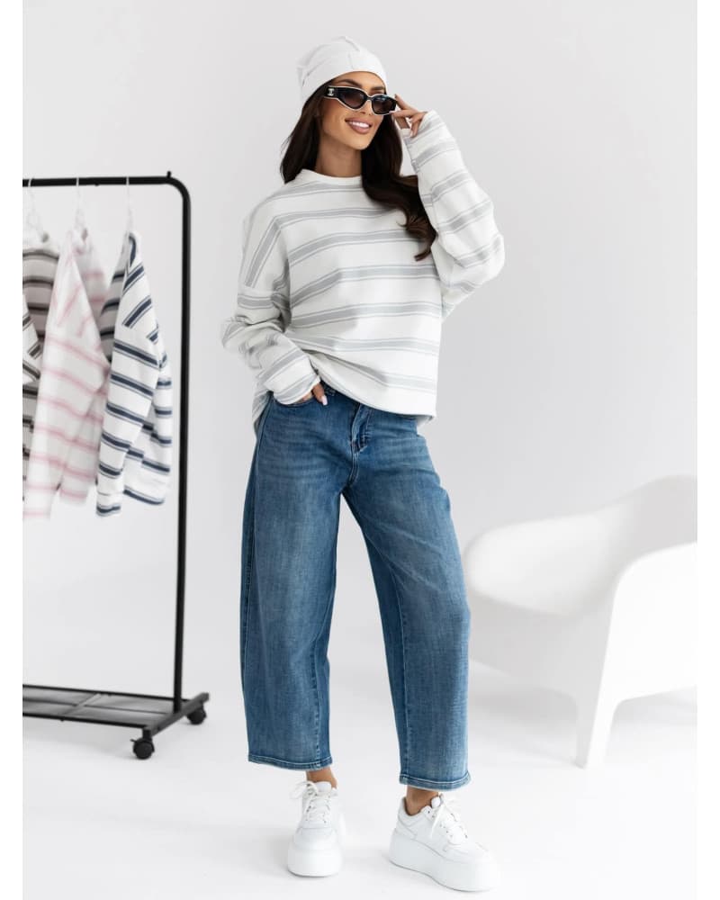 Bluza w paski By o la la...! szary melanż — zdjęcie 1 z 3