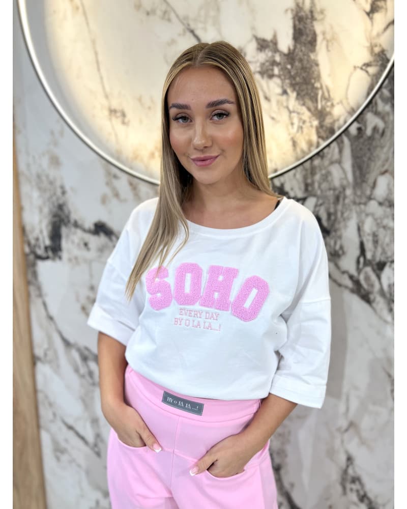 T-shirt SOHO By o la la...! biała z sugar pink — zdjęcie 1 z 4