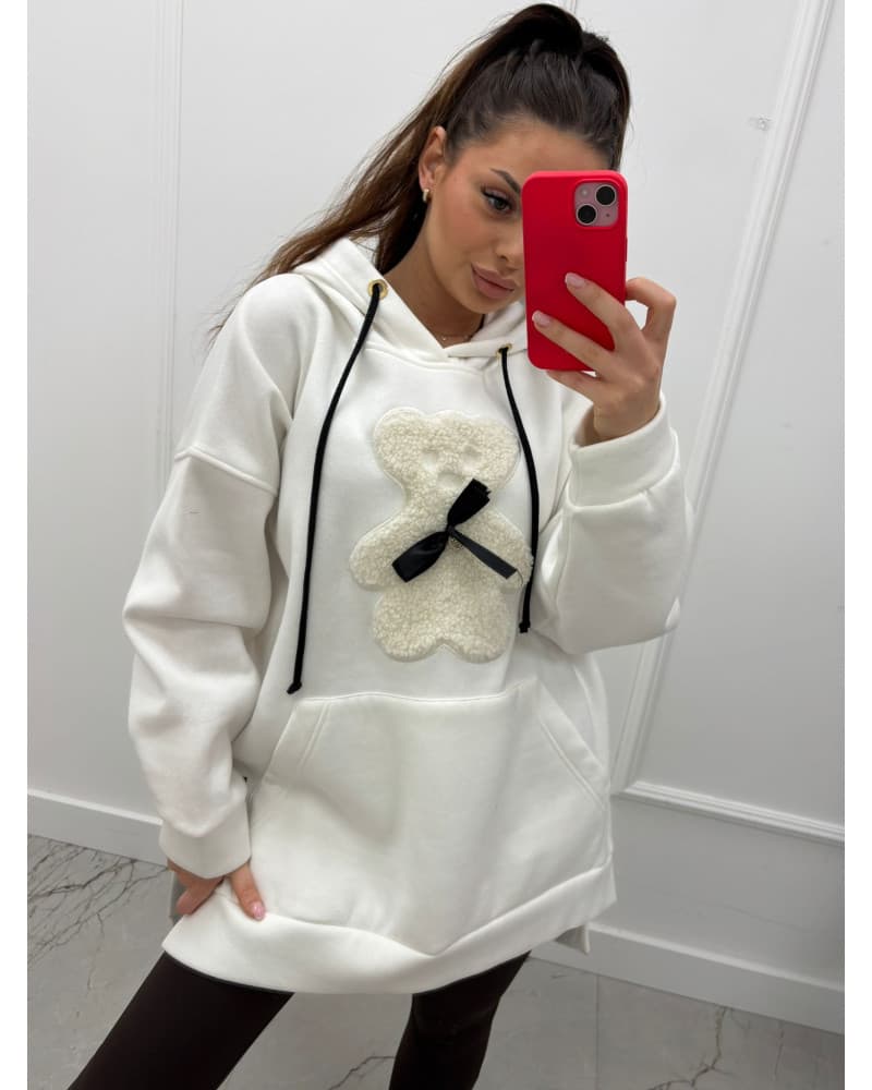 Bluza ocieplana z misiem Mi Mi śmietankowa — zdjęcie 1 z 2