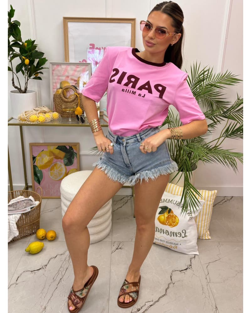 T-Shirt La Milla Paris róż z bordo — zdjęcie 1 z 3